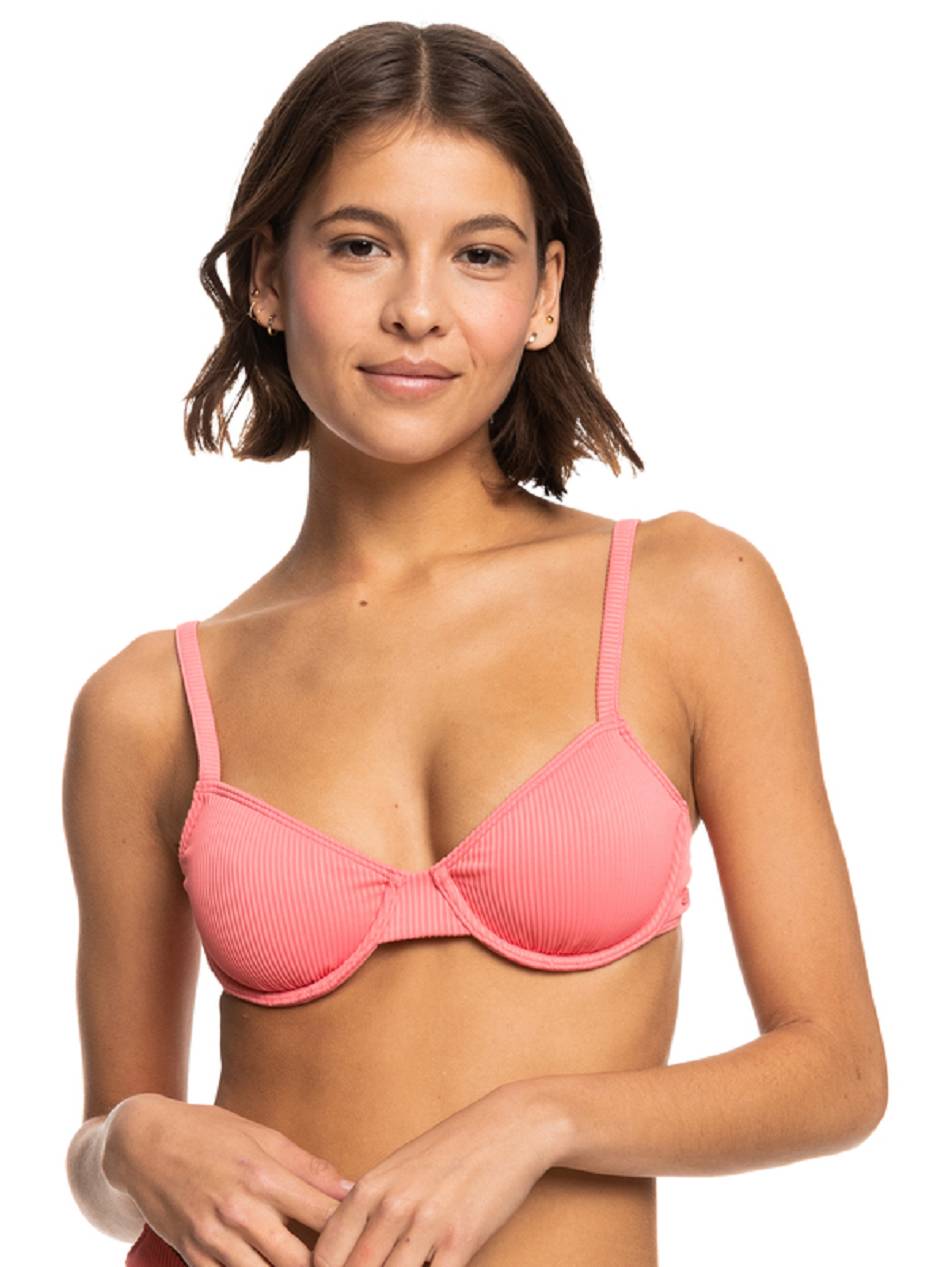 Women\'s Roxy Love The Muse Ribbed Underwire Bikini Tops Rose | NZ_LW4597