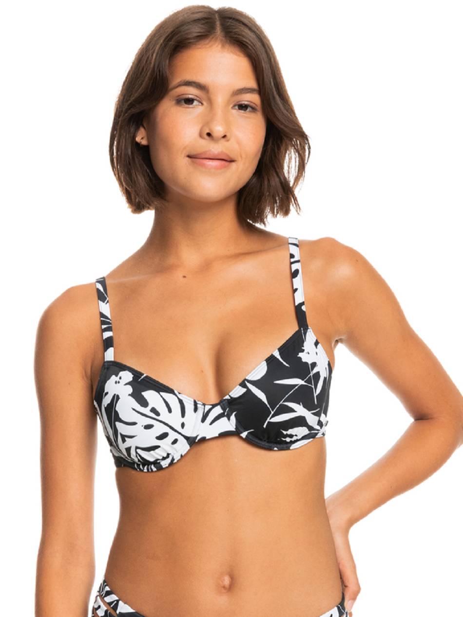 Women\'s Roxy Love The Muse Underwire Bra Bikinis Dark Grey flower | NZ_LW8398