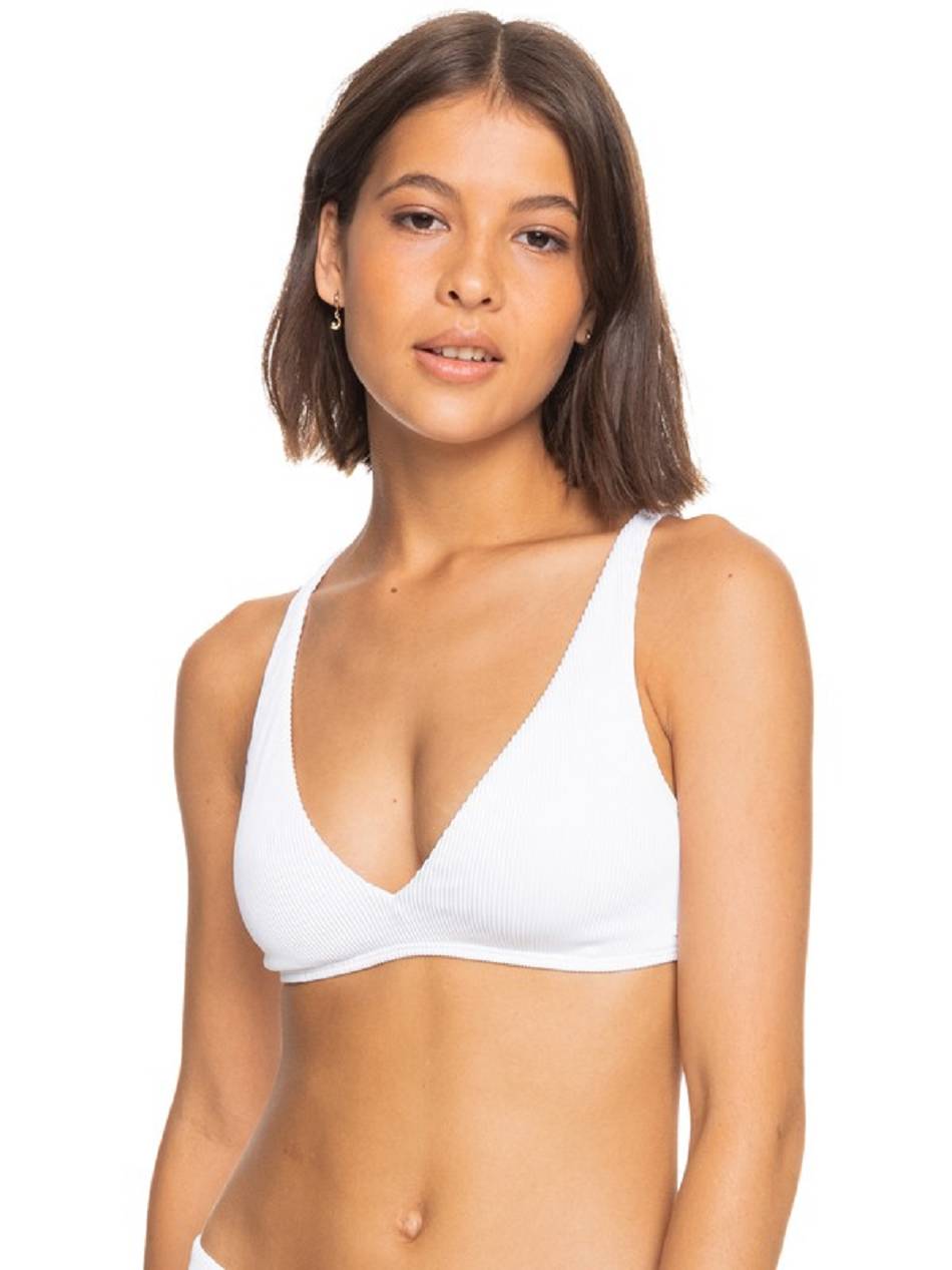 Women\'s Roxy Love The Oceana Ribbed Triangle Bikinis White | NZ_LW4193