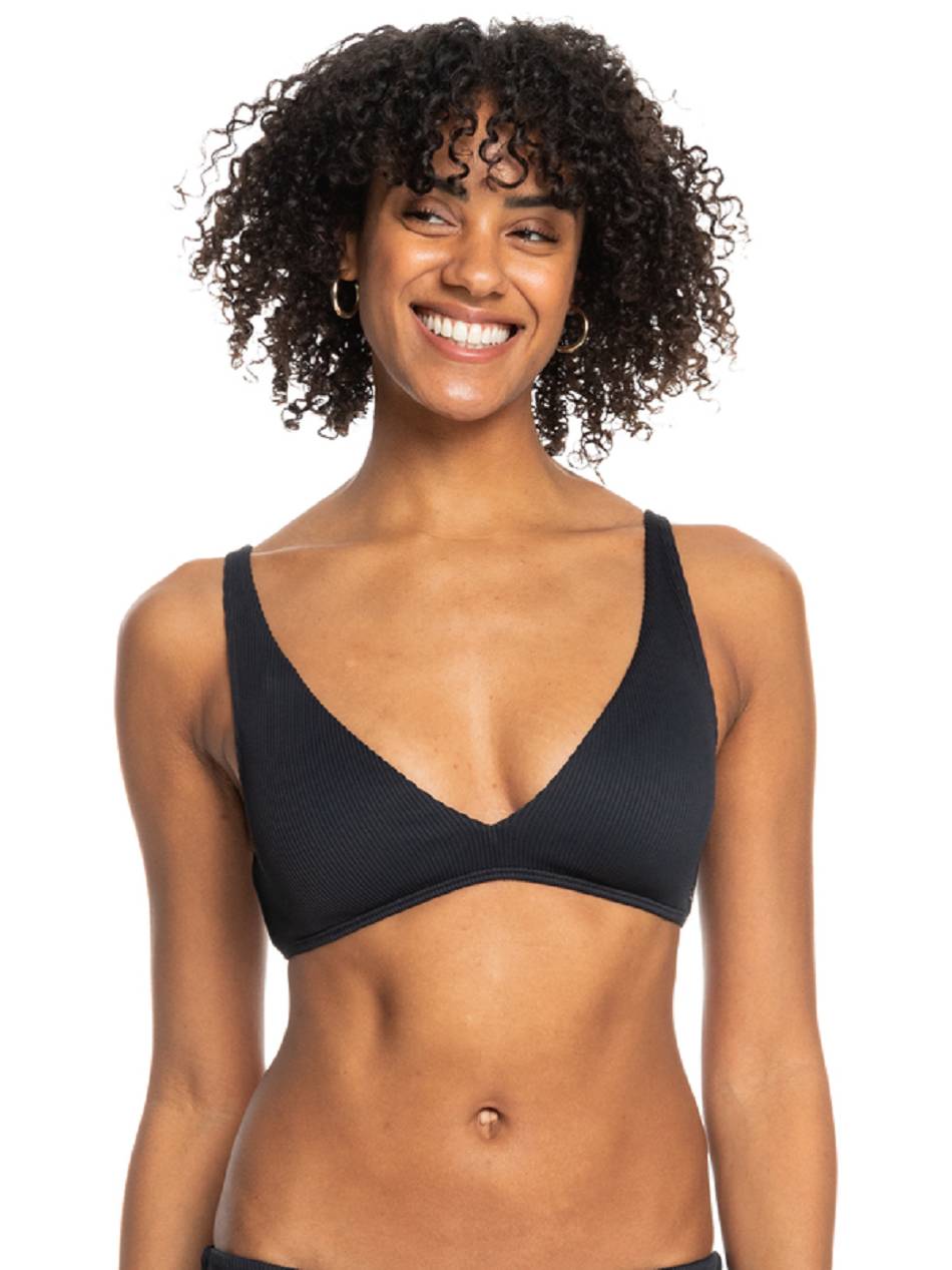 Women\'s Roxy Love The Oceana Ribbed Triangle Bikini Tops Dark Grey | NZ_LW4570