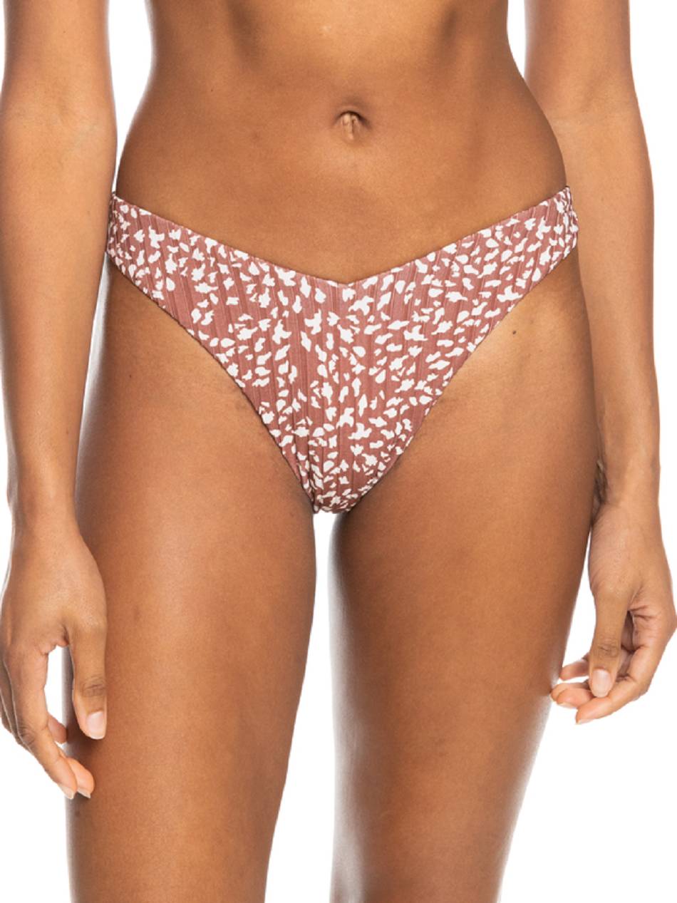 Women\'s Roxy Love The Sunseeker Printed Rib for Women Bikini Bottoms Brown | NZ_LW5277