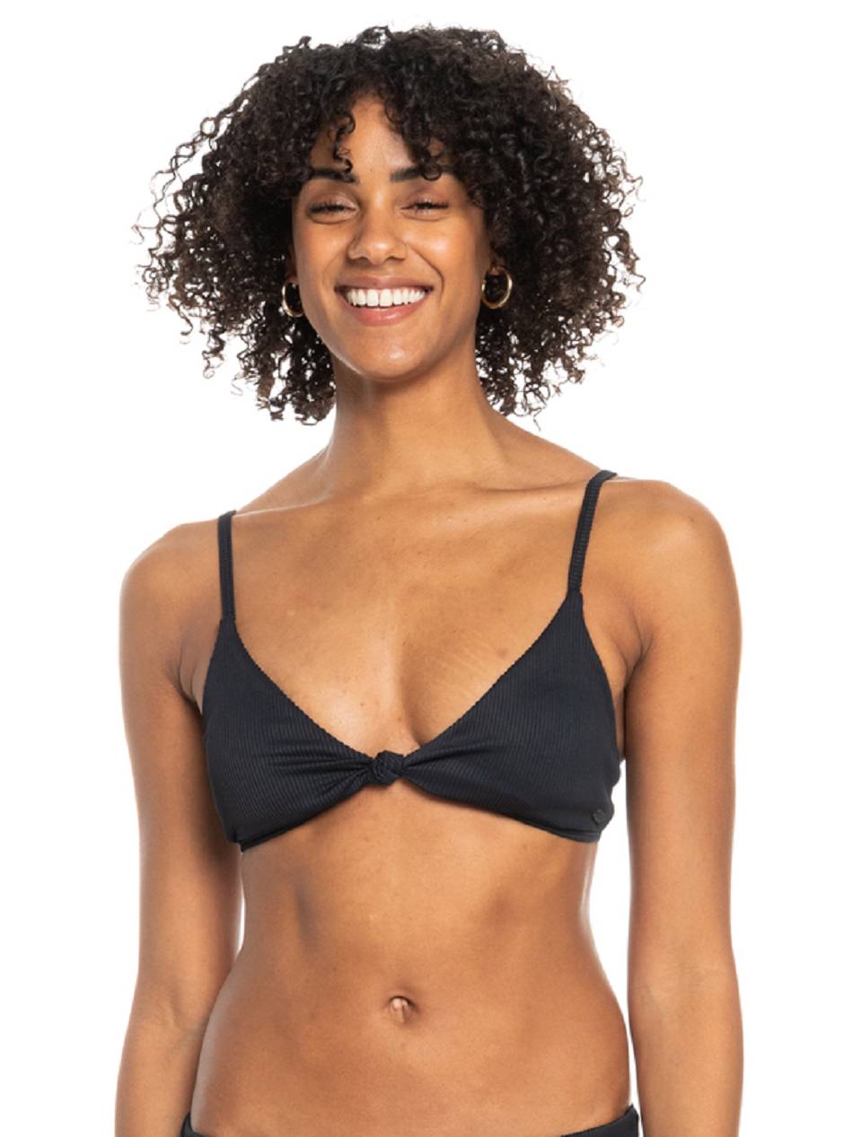 Women\'s Roxy Love The Surf Knot Ribbed Triangle Bikini Tops Dark Grey | NZ_LW7038