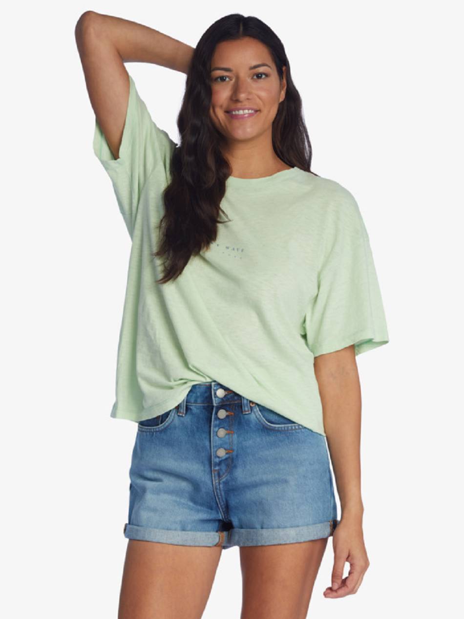 Women\'s Roxy Lucky Wave Oversized T-Shirt green | NZ_LW4338