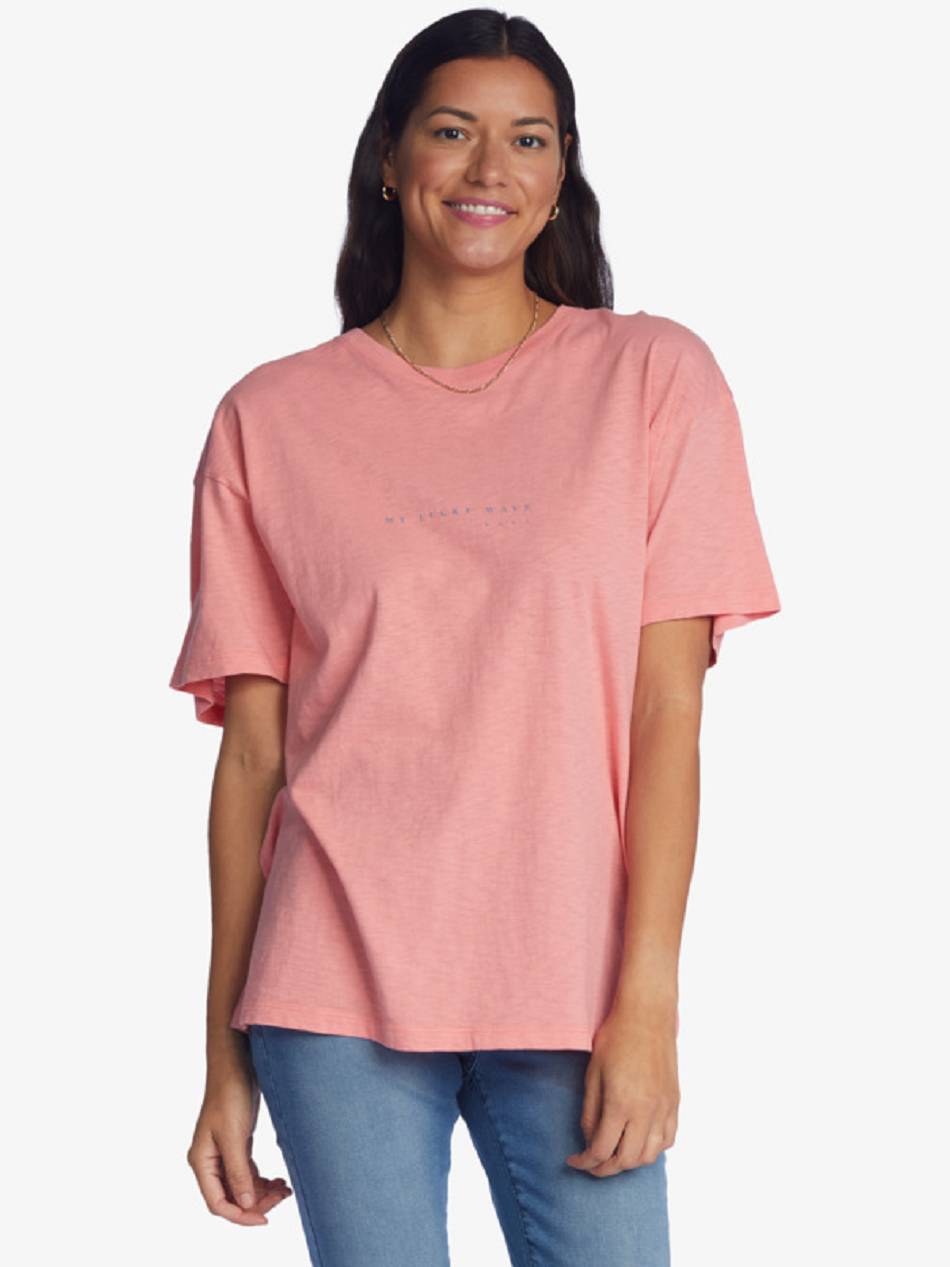 Women\'s Roxy Lucky Wave Oversized T-Shirt pink | NZ_LW5964