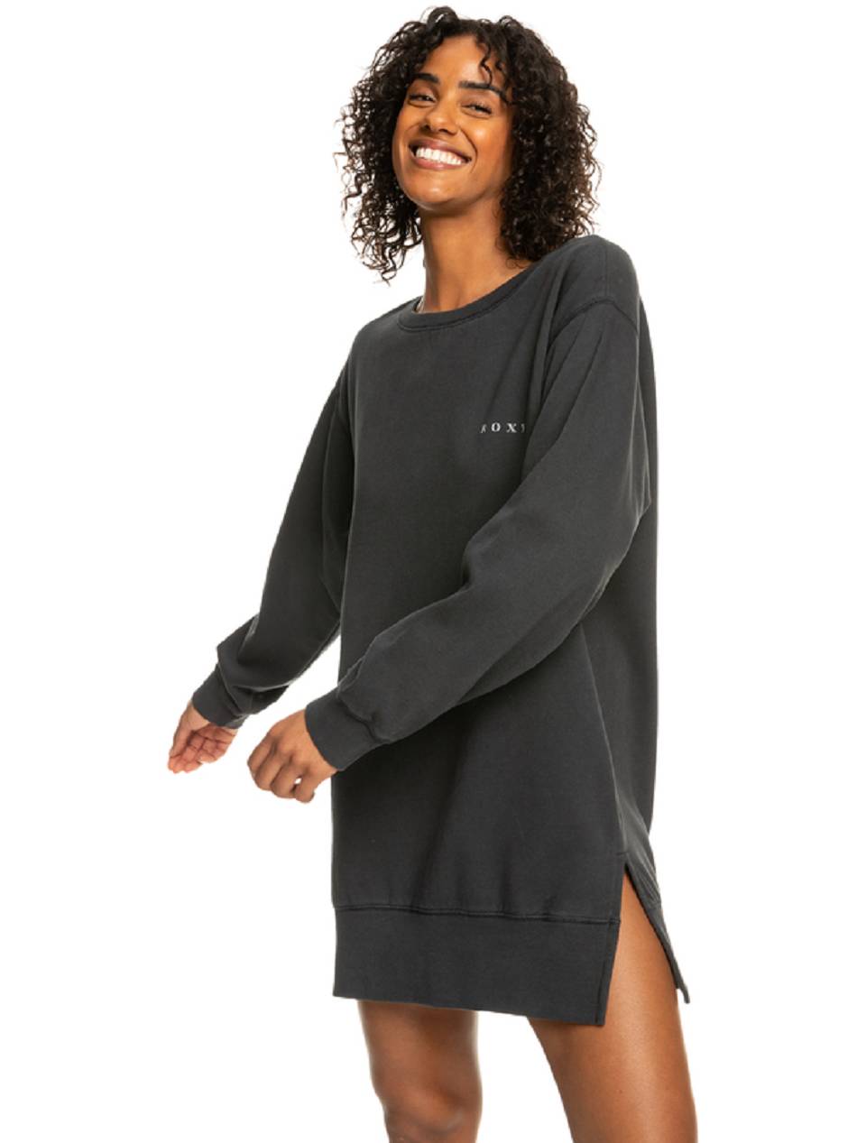 Women\'s Roxy Meeting Up Oversized Sweatshirt Dress Dark Grey | NZ_LW4105