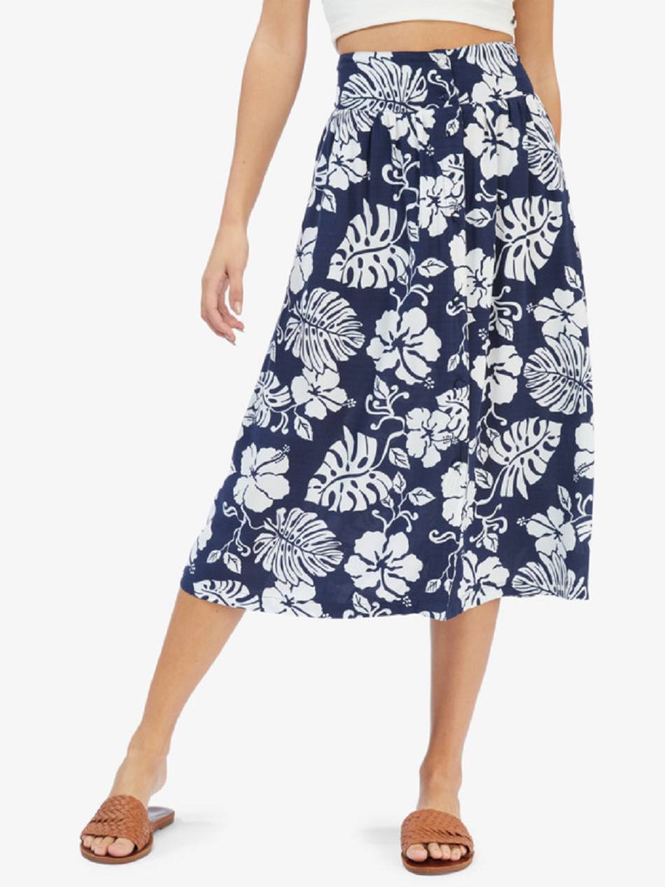 Women\'s Roxy Never Been Better Midi Skirts Indigo | NZ_LW2873