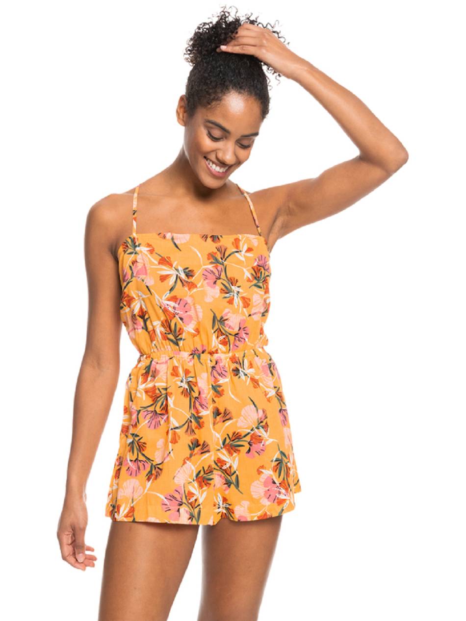 Women\'s Roxy On Way Love Beach Romper Cover Ups Yellow Flower | NZ_LW1099