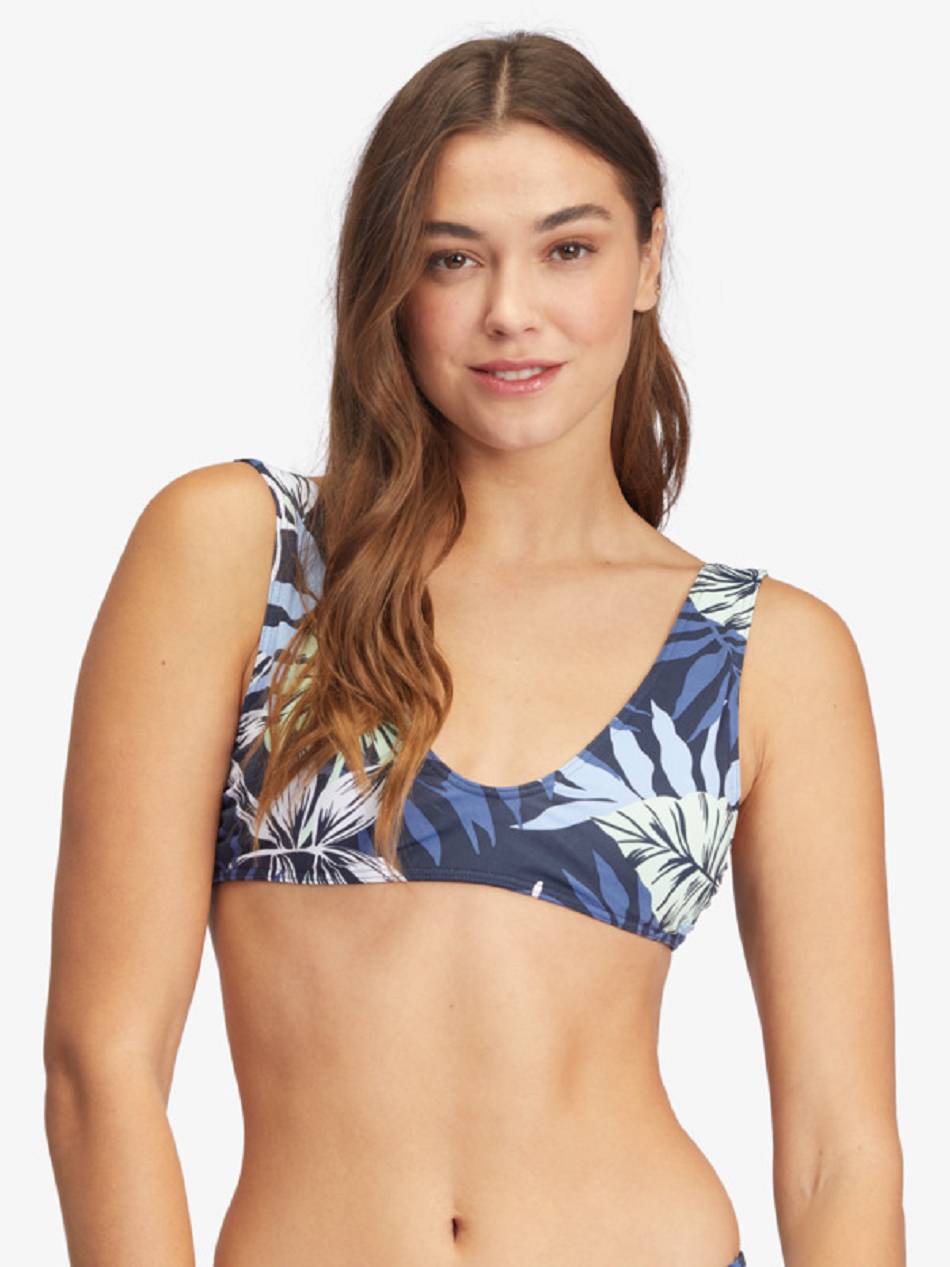 Women\'s Roxy Printed Beach Classics Bralette Bikini Tops Indigo | NZ_LW3400