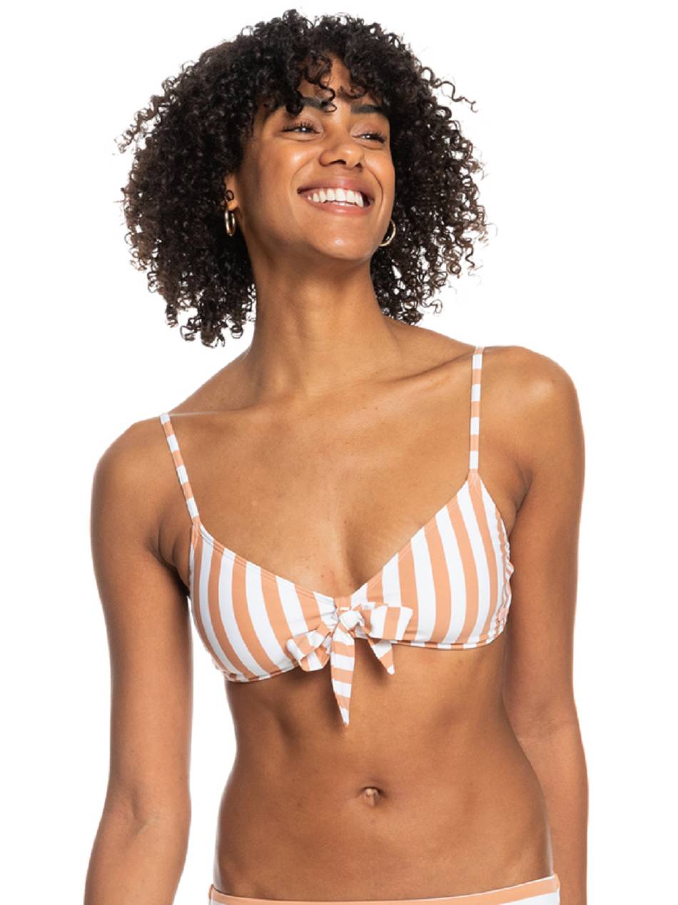 Women\'s Roxy Printed Beach Classics Fashion Triangle Bikini Tops Brown Stripes | NZ_LW1873