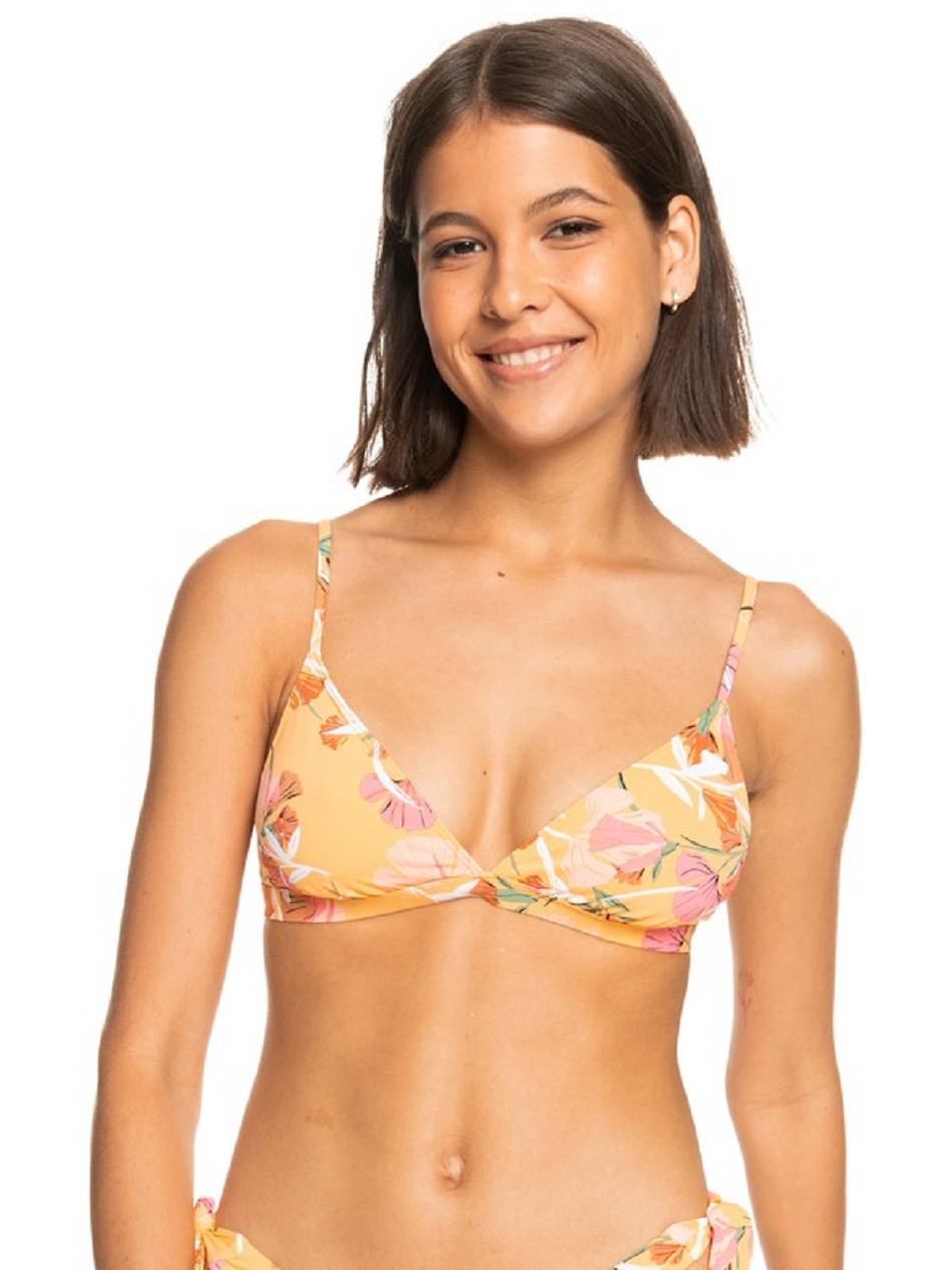 Women\'s Roxy Printed Beach Classics Fixed Triangle Bikini Tops Yellow Flower | NZ_LW3340