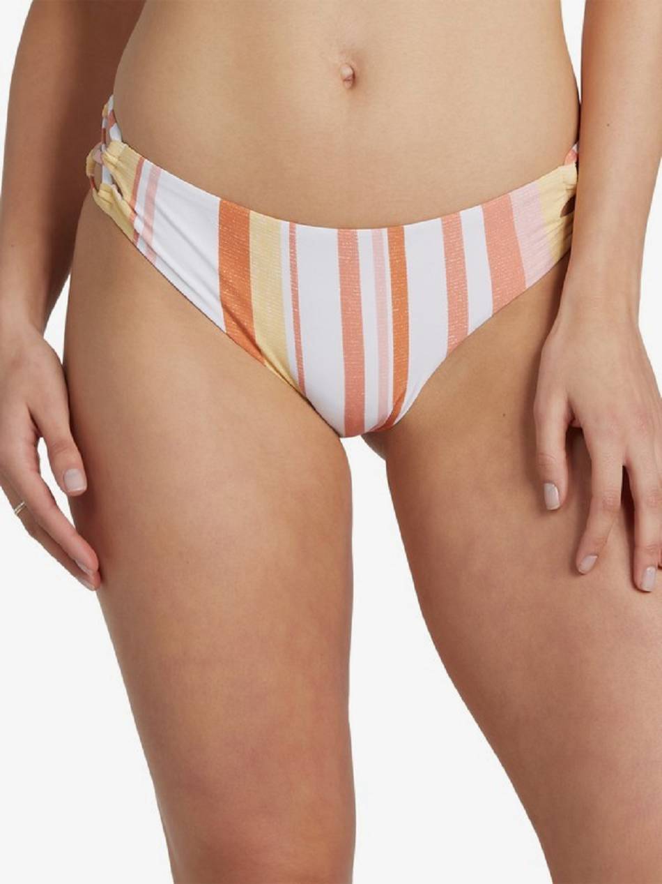 Women\'s Roxy Printed Beach Classics Full Bikini Bottoms White Stripes | NZ_LW1322