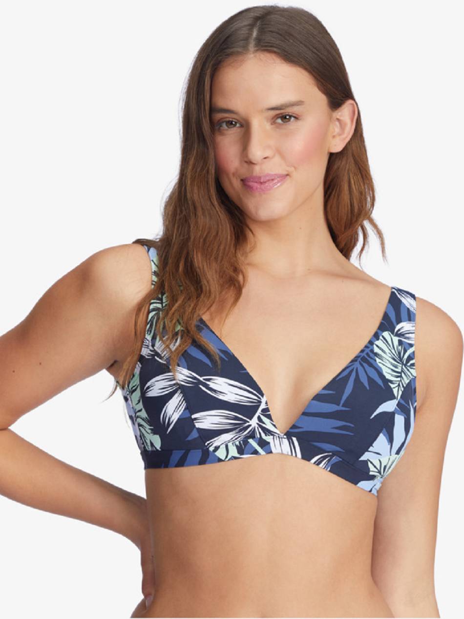 Women\'s Roxy Printed Beach Classics Underwire Triangle Bikini Tops Indigo | NZ_LW5784