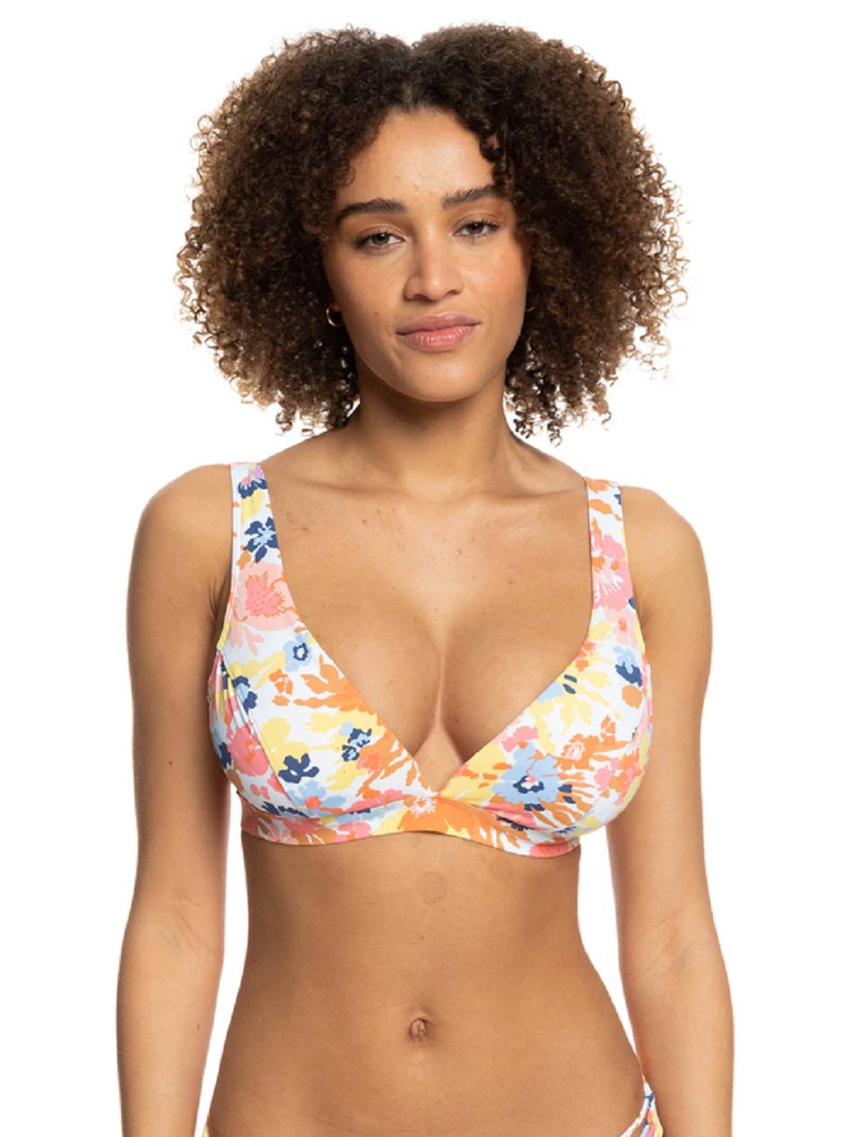 Women\'s Roxy Printed Beach Classics Underwired Bikini Tops white flower | NZ_LW8984