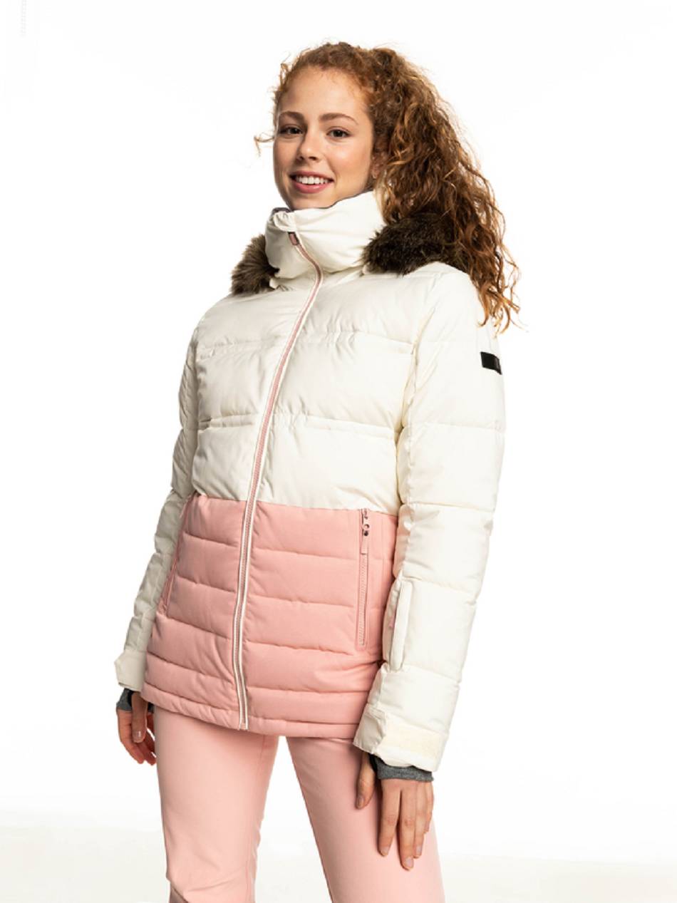 Women\'s Roxy Quinn Insulated Snow Jackets White pink | NZ_LW2247