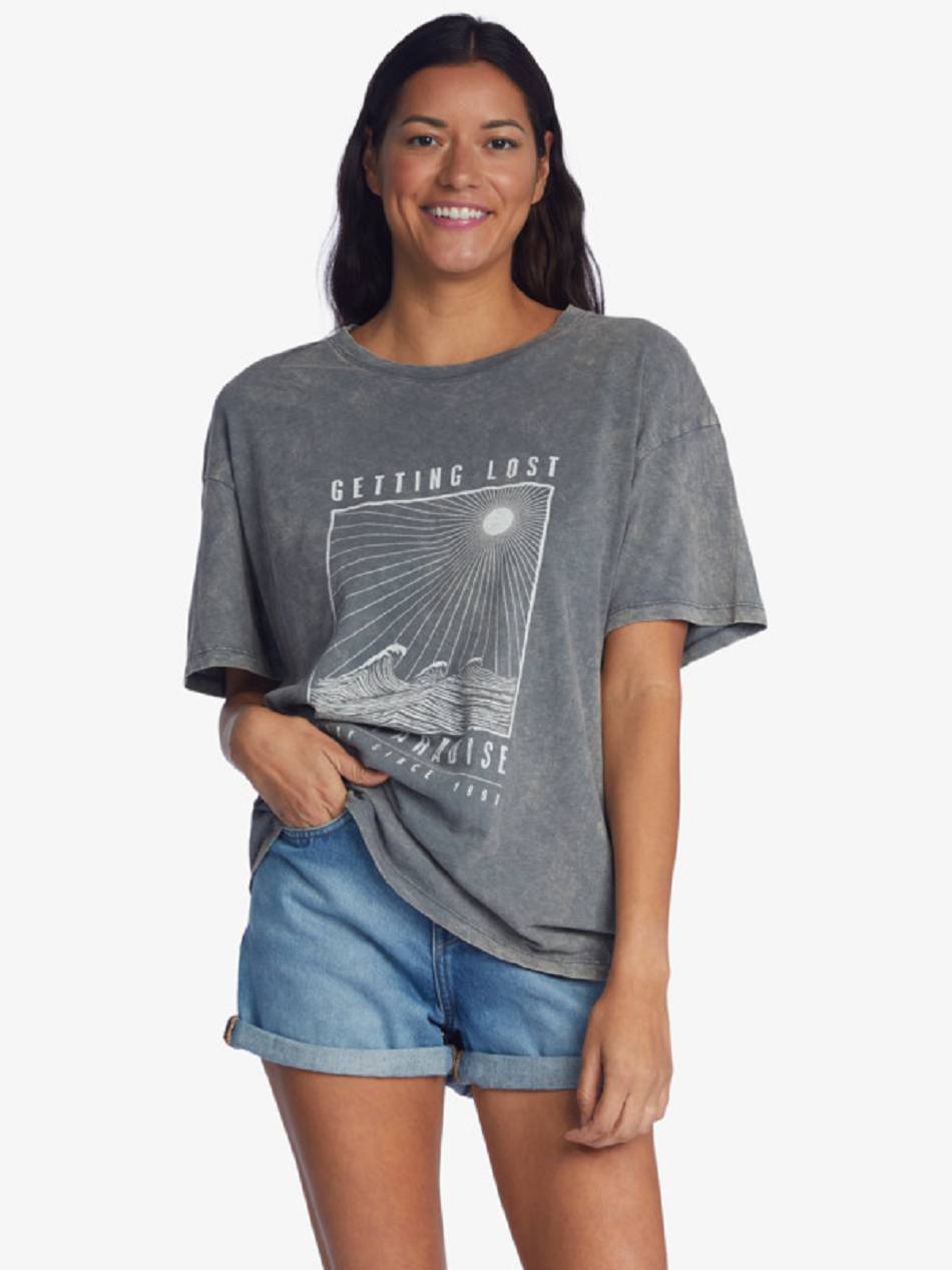 Women\'s Roxy Rocker Oversized T-Shirt grey | NZ_LW3800