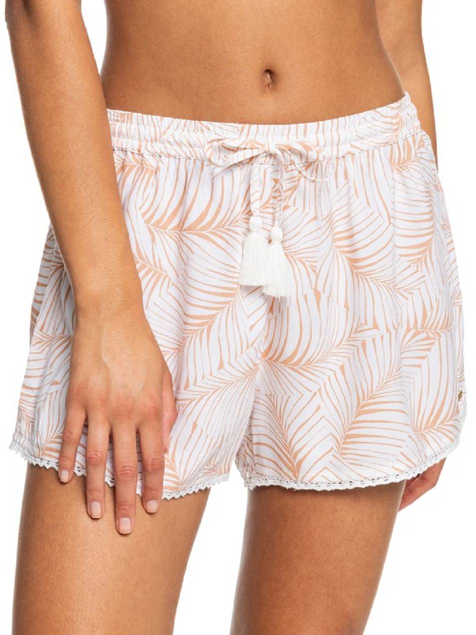 Women\'s Roxy Salty Tan Shorts beige flower | NZ_LW4980