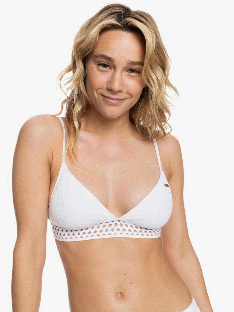 Women\'s Roxy Shadow In The Sun Triangle Bikini Tops White | NZ_LW5266