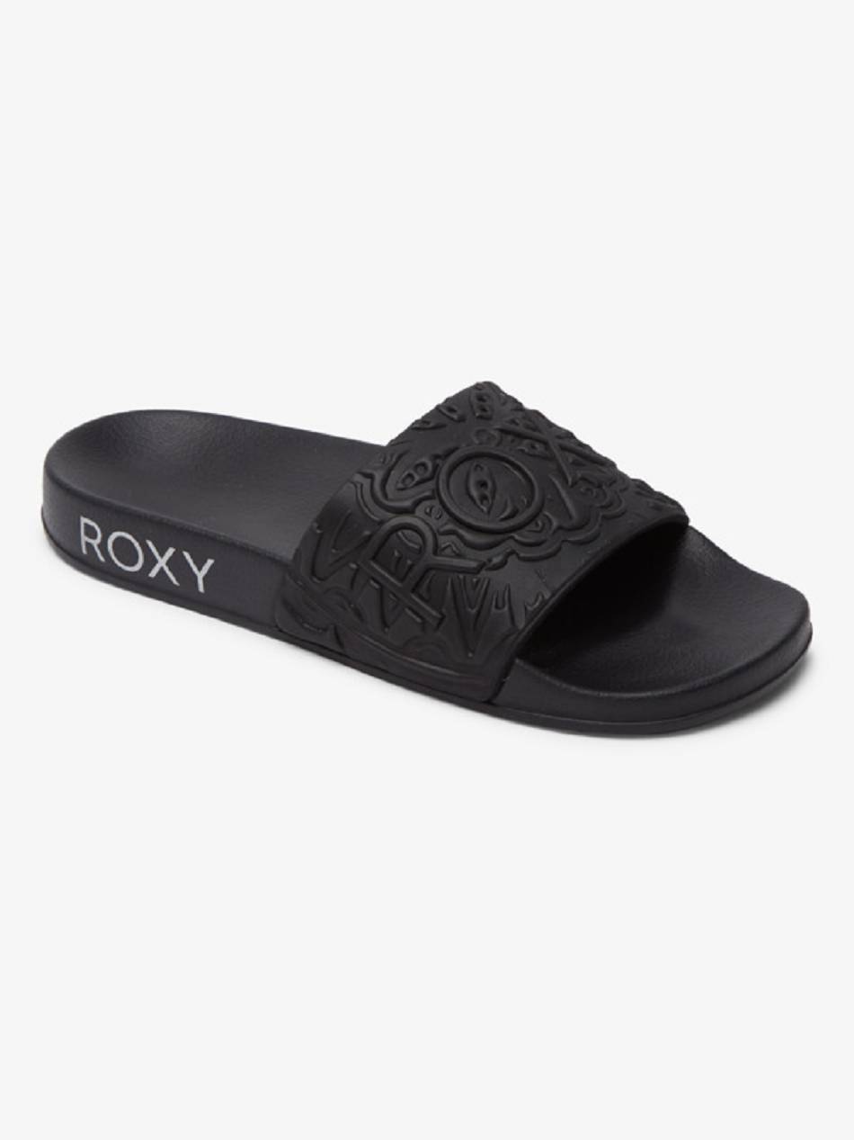 Women\'s Roxy Slippy Mandala Slide Sandals Black | NZ_LW6124