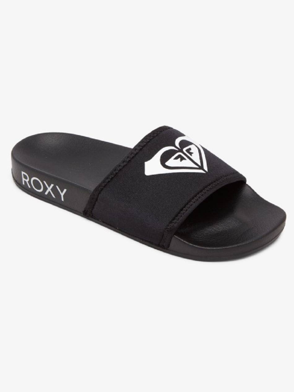 Women\'s Roxy Slippy Neo Slide Sandals Black | NZ_LW6421