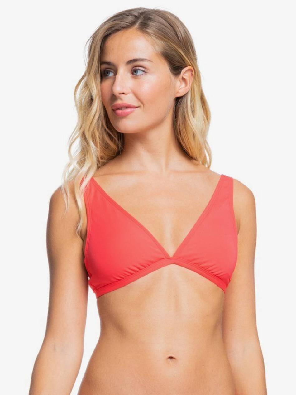 Women\'s Roxy Solid Beach Classics Elongated Triangle Bikinis Red | NZ_LW4107