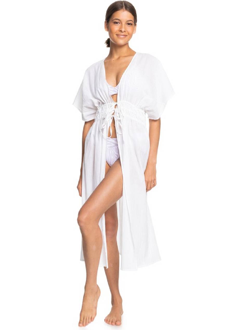 Women\'s Roxy Summer Story Beach Kimono Cover Ups White | NZ_LW5872