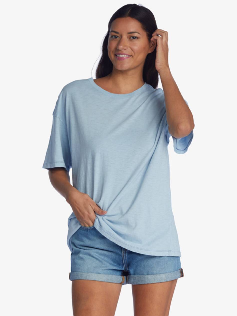 Women\'s Roxy Surf Shadows Oversized T-Shirt Blue | NZ_LW1278