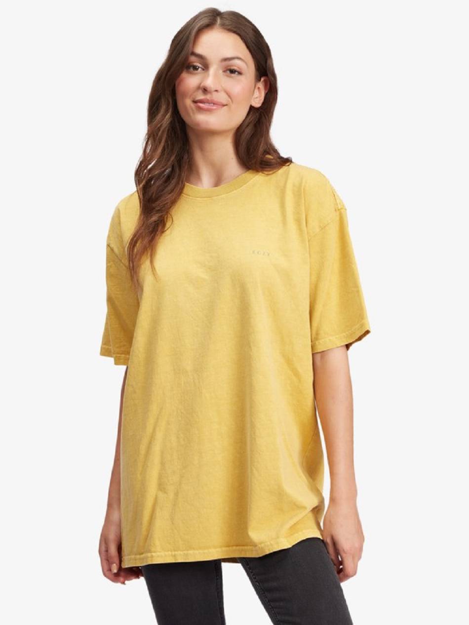 Women\'s Roxy Surfing Babe Oversized T-Shirt yellow | NZ_LW9311