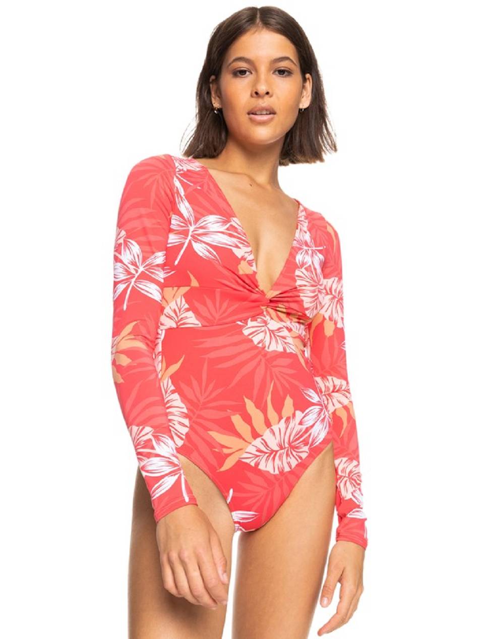 Women\'s Roxy Twist Long Sleeve One Pieces red flower | NZ_LW5134