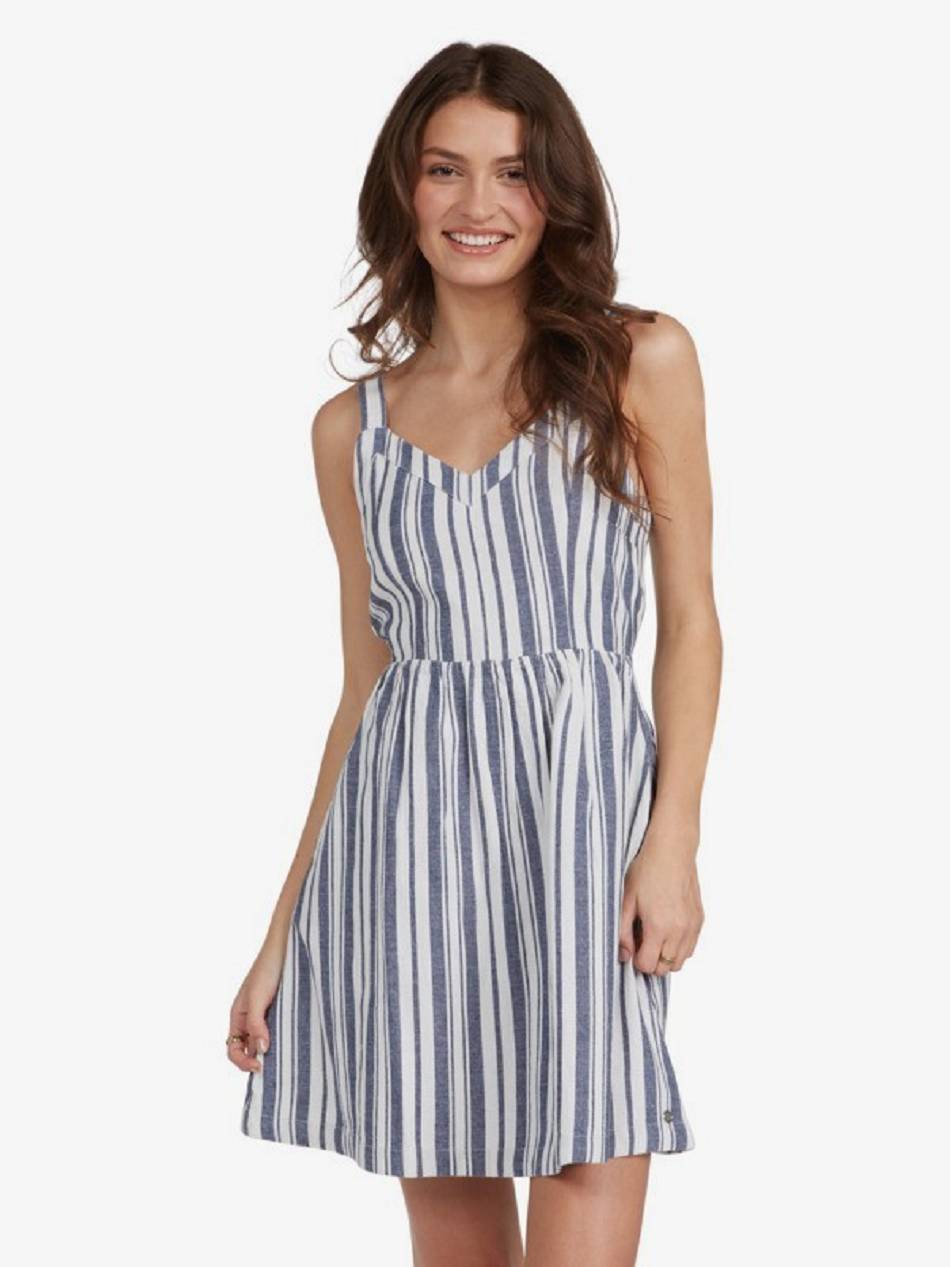 Women\'s Roxy Up Above Tank Dress Indigo Stripes | NZ_LW6614