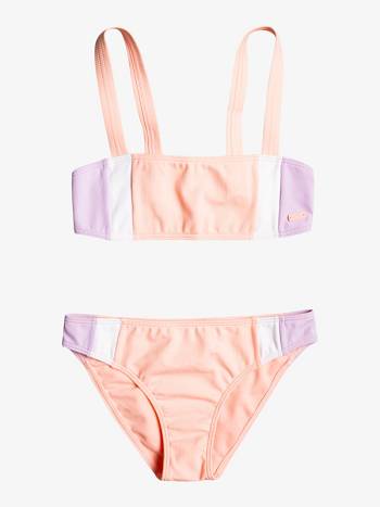 Kids' Roxy Colorblock Story Bandeau Swim Coral | NZ_LW3612