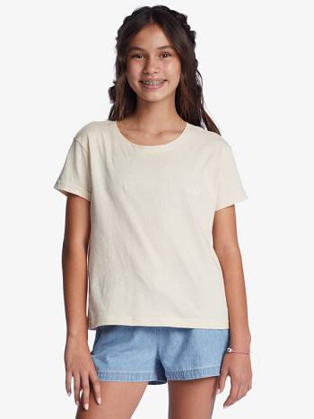 Kids' Roxy Floral Wave T-Shirt Beige | NZ_LW3377