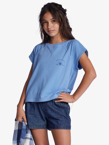 Kids' Roxy Grateful Sun T-Shirt Blue | NZ_LW1899