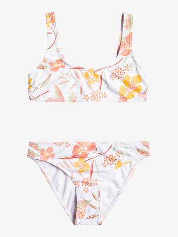 Kids' Roxy Life Enjoyers Bralette Swim White Multicolor | NZ_LW9624