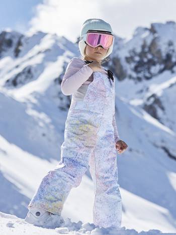 Kids' Roxy Lola Insulated Snow Bib Rompers White Multicolor | NZ_LW5127