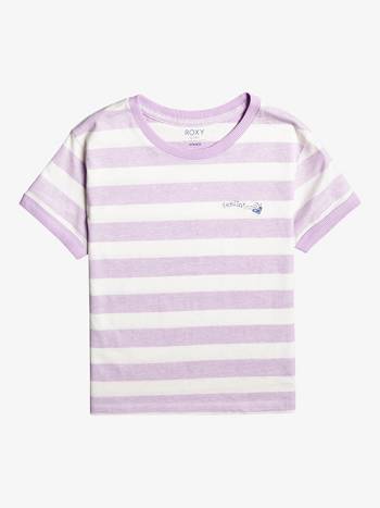 Kids' Roxy Love Is On The Way Lavender Ringer T-Shirt purple stripes | NZ_LW6603