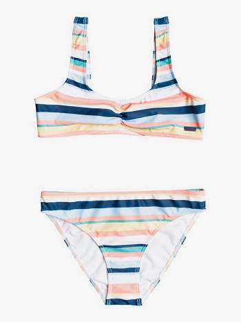 Kids' Roxy Malibu Story Bralette Swim White Orange | NZ_LW4283