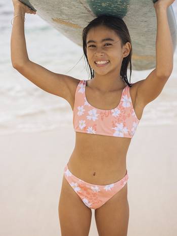 Kids' Roxy Salty Flower Swim pink flower | NZ_LW7763