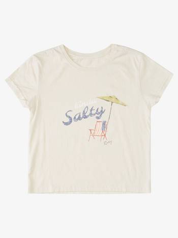 Kids' Roxy Salty Script Graphic Boyfriend T-Shirt White | NZ_LW4902