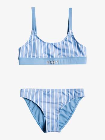 Kids' Roxy Sporty Spirit Bralette Swim Blue Stripes | NZ_LW1438