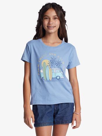 Kids' Roxy Van Living T-Shirt Blue | NZ_LW1934