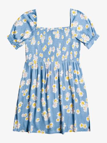 Kids' Roxy Walking In The Wind Puff Sleeve Dresses Blue | NZ_LW2745