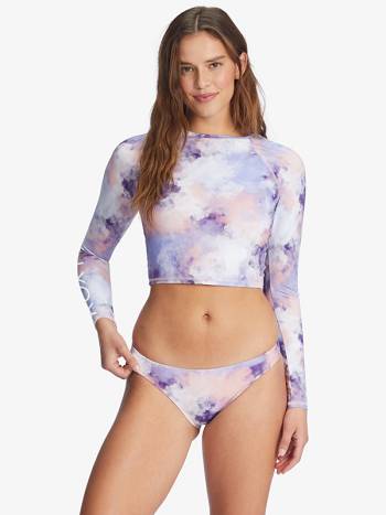 Women's Roxy Active Cropped Rashguards Blue White | NZ_LW7736