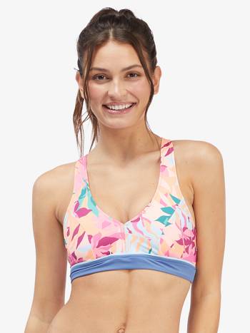 Women's Roxy Active Halter Bikini Tops multicolor flower | NZ_LW1245