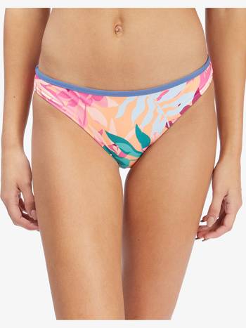 Women's Roxy Active Regular Coverage Bikini Bottoms pink flower | NZ_LW5205