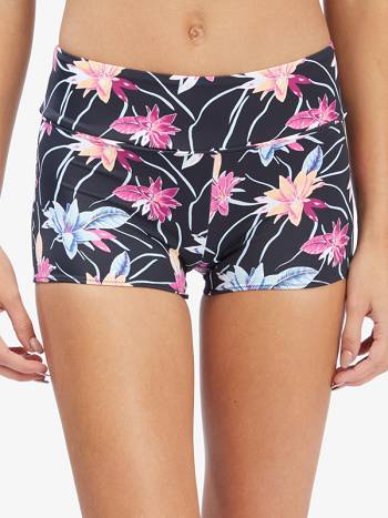 Women's Roxy Active Shorty Biker Bikinis Dark Grey flower | NZ_LW3208