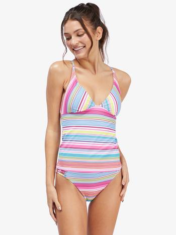 Women's Roxy Active Tankini Bikinis Multicolor Stripes | NZ_LW1775