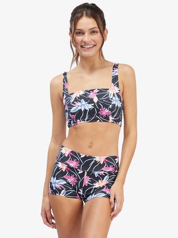 Women's Roxy Active Tankini Sports Bra Bikinis Dark Grey flower | NZ_LW1920