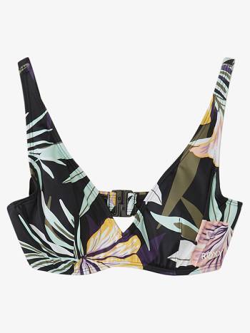 Women's Roxy Active Underwired Bikini Tops black flower | NZ_LW7875