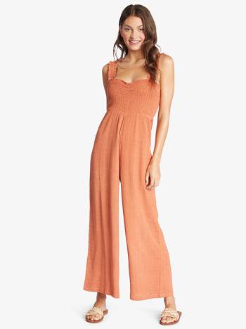 Women's Roxy Adventure Bound Woven Jumpsuits orange | NZ_LW5894