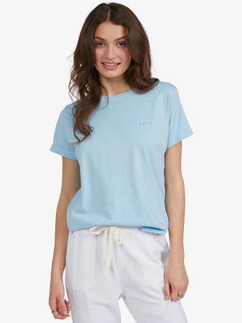 Women's Roxy Adventure Stamp Boyfriend T-Shirt Blue | NZ_LW1734